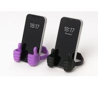 ZYNIO Thumbs Up Support de téléphone portable réglable pour bureau, visualisation mains libres, compatible avec le chargement sans fil pour enfants et adultes, noir et violet