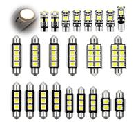 Zynqo 23 Pièces Kit Ampoules LED SMD Can-Bus Sans Erreur Blanc 6000K, Éclairage Intérieur Voiture et Plaque d’Immatriculation, Haute Luminosité, Installation Facile, T10 et C5W