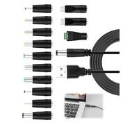 Zynqo Câble d'alimentation 5V USB2.0, Cable Usb vers Dc 5v, 5.5mmx2.1mm Câble de Charge Universel avec 13 Connecteurs pour Ordinateurs Portables, Haut-parleurs, Routeurs