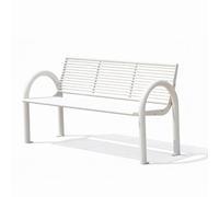 Zynqra Banc Exterieur Chaise De Dossier Loisirs Jardin Fer Forgé,avec Accoudoirs Et Dossier,Confortable 3 Places,Banc Terrasse pour Parc,Porche Avant(White)