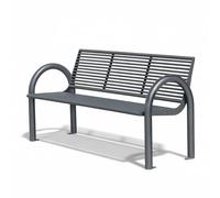 Zynqra Banc Exterieur Chaise De Dossier Loisirs Jardin Fer Forgé,avec Accoudoirs Et Dossier,Confortable 3 Places,Banc Terrasse pour Parc,Porche Avant(Gray)