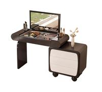 Zynqra Grande Coiffeuse avec Miroir,Dressing Table avec Rangement Bijoux,3 tiroirs, Extensible, Plateau spacieux, Design Color-Block Noir et Blanc,Meuble Chambre Style Moderme(120)