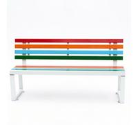 Zynqra Outsunny Banc De Jardin 2-3 Places,Banc D'extérieur,tôle Galvanisée Acier Plastique Bois,Pieds Réglables, avec Dossier,pour Parc Terrasse Et Avant(B,150cm/59in)