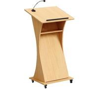 Zynqra Podium Debout Mobile,Surface D'écriture Inclinée,roulettes Lisses - Idéal pour Les Séminaires, Les Séances De Formation, Les Mariages, Les Discours(Wood Color)