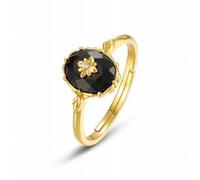 ZYNSAE Bague en Agate Noire Motif Vintage Bague en Argent Sterling S925