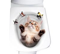 Zyntora Autocollants de fenêtre en forme de chat | Autocollant amovible pour fenêtre de voiture, mur de salle de bain, siège de toilette, réservoir d'eau, porte