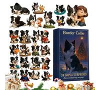 Zyntora Calendrier de compte à rebours de Noël, figurines de chien en acrylique 2D - Compte à rebours mignon pour et adultes - Décoration d'intérieur, mur, porte, bureau, voiture, école