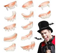 Zyntora Faux Dents De Vampire | Dentier Cosplay,12 Pièces Dentures Lavables Pour Adultes Et Déguisement Effrayant Accessoire Fête Fantaisie