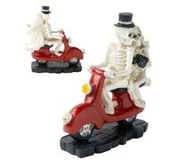 Zyntora Figurine Couple Squelette - Sculpture en Résine Squelette à Motocyclette,Statuette Crânes Collection Décor de Table pour Saint-Valentin