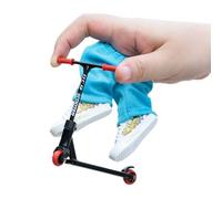 Zyntora Finger Scooter en Métal | Finger Trottinette avec Chaussures Et Pantalon | Scooter À Deux Roues Skate Doigt | Jouet Interactif Cadeau De Fête pour Enfant Adultes
