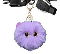 Zyntora Porte-clés décoratif | Boule en peluche en forme de chaton, gadgets, décoration de collection pour filles pour les amoureux des animaux, les voyages, les trajets à l'école, violet