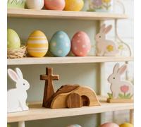 Zyntora Scène du Tombeau Vide pour Pâques - Décoration Religieuse en Bois Artisanal | Centre De Table Chrétien avec, Idéal pour Cheminée, Maison, Église Et Réunions De Famille