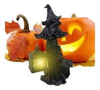Zyntora Statue de Sorcière,Statuette Halloween Sorcière à la Lanterne - Décoration de Table Bureau Cheminée Étagère Décorations Jardin Patio pour Intérieur et Extérieur