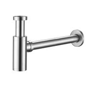 ZYNUHMO Siphon de lavabo, tuyau d'évacuation avec ouverture de nettoyage - Tuyau d'évacuation universel 1 1/4" - Siphon anti-odeurs, acier inoxydable, brossé