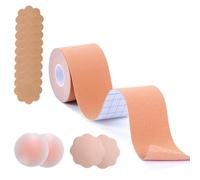 Zynxel Bande Soutien Gorge Invisible Adhesif, Sein Adhesif Push Up, 12 Autocollants en Forme de Pétales, 2 Protège Mamelons Féminins Réutilisables, Boob Tape pour Bonnet A-E Gros Seins