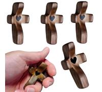 ZYOMVUN Lot de 4 Croix en Bois pour Protection à Main en Bois, pour soulager Le Stress Mon cœur Encourage Les Cadeaux Croix à Main pour la prière, pour naissance, communion