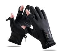 ZYONG 1 Paire de Gants de pêche d'hiver en Plein air écran Tactile exposé Deux Doigts Gants de pêche Chauds élastique étanche Poignet antidérapant