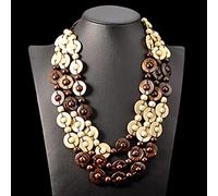 ZYONG Collier Ethnique bohème et Pendentif Perles Multicouches Bijoux en Bois Vintage Long Collier Fait Main pour Femme