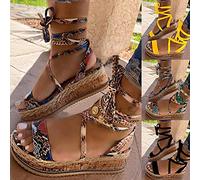 ZYONG Femmes Serpent Sandales Plate-Forme Talons Croix Sangle Cheville Dentelle Peep Toe 2021 Beach Party Dames Chaussures