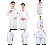 ZYPAINIY Blouse Blanche Chimie Lycee Coton Homme Femme Collège Medicale Physique Chemisiers et Blouses Chemise Manches Longues avec Poche et Bouton Grande Taille Couleur Unie