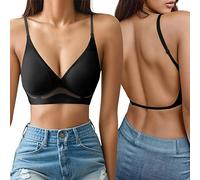 ZYPAINIY Soutien-gorge Décolleté en V Profond Transparent Push-up sans Armatures Bretelles Amovibles Mariage pour Femmes