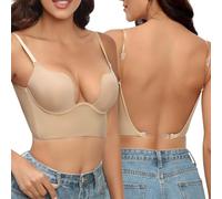 ZYPAINIY Soutien Gorge Dos Nu Invisible Soutien Gorge Push Up pour Femme Deep V Soutien Gorge sans Armature Brassiere Dos Bas en U Soutien Gorge Dos Transparent S-XL