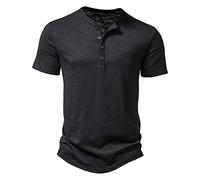 ZYPAINIY T-shirt D'été en Coton Bambou pour Hommes POLO Décontracté à Col Henley pour Hommes T-shirt Décontracté à Manches Courtes pour Hommes