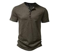 ZYPAINIY T-shirt D'été en Coton Bambou pour Hommes POLO Décontracté à Col Henley pour Hommes T-shirt Décontracté à Manches Courtes pour Hommes