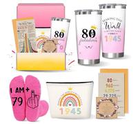 Zyphoria Cadeau d'anniversaire pour femme, cadeau de 80 ans pour femme, cadeau d'anniversaire cool pour femme, panier pour femme tournant les 80 ans, 80 gobelets amusants et fabuleux gobelets pour