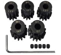 ZYPMoTo Ensemble d'engrenages de pignon M1 5PCS 21T 22T 23T 24T 25T 5 mm de Moteur en Acier en métal d'arbre avec Une clé hexagonale Compatible avec 1 à 10 Moteurs RC sans balais et brossés(11-15T)