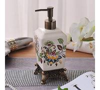 ZYQFY Distributeurs De Savon en Vintage Céramique,Motif À Fleurs Rétro Européenne Distributeur De Savon À Main avec Coup D'Appuyer sur La Pompe pour Cuisine Salle De Bain,Grande Maison De Décor en P