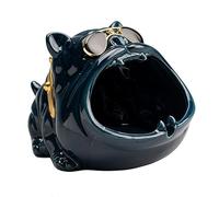 Zyqixluk Cendrier Bulldog des cendriers extérieurs pour Patio, Bol clé à l'entrée, Sculpture de Statue de Chien Sculpture en céramique Bureau de Bureau pour Patio Home Office,Bleu,5.7 * 4.7 * 3.7in