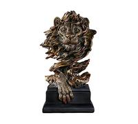Zyqixluk Figurine Roi Lion Figurine De TêTe De Lion en RéSine,Statue De Lion,Statue De TêTe d'animal,Statue Decoration Interieur DéCoration De Bureau, DéCoration pour La Maison,Bronze