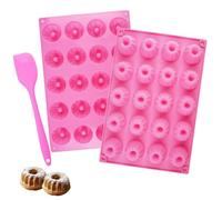 Zyren 2 Pièce Mini Moule à Kougelhopf,Mini Moule à Kouglof en Silicone,20 Forme de Motifs de Rainures Moules a Donuts pour Gâteaux Muffins Brownie Pudding, Réutilisable, 29×19.5×2 cm, Rose