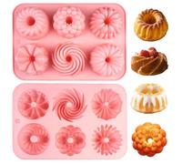 Zyren 2 Pièces Moule 6 mini Kougelhopfs en Silicone, Mini Moule à Kouglof en Silicone, Moules Kouglof mini anti-adhérent, Mini Moules à Kougelhopf pour Muffins Jello Gélatine Gâteau (Violet Clair)