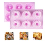Zyren 2 Pièces Moule 6 mini Kougelhopfs en Silicone, Mini Moule à Kouglof en Silicone, Moules Kouglof mini anti-adhérent, Mini Moules à Kougelhopf pour Muffins Jello Gélatine Gâteau (Violet Clair)