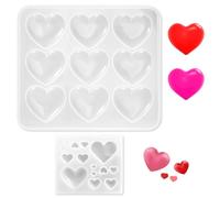 Zyren Lot de 2 Moule Silicone Cœur pour Résine, Resine Epoxy Moule à Coeur, 9 Grilles - pour Le Bricolage, Les Savons Faits à La Main, Les Bijoux, de Pendentifs
