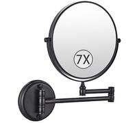 Zysfadc Miroir De Maquillage Mural Noir Double Face avec Grossissement, Miroir De Salle De Bain Pivotant À 360° Et Extensible,Noir,7X