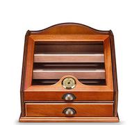 ZYSKABQ Boîtes de cigares, humidificateurs, humidificateur d'armoire à cigares avec hygromètre et humidificateur, espagnols et tiroirs à 3 Couches, Porte en Verre trempée, Coffret de cigares décent (