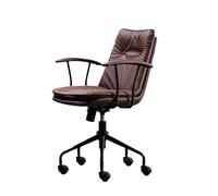 ZYSKABQ Bureau de Bureau à Domicile Moderne avec Roues et Black Metal Base Ergonomique ajusté de Bureau pivotant PU Le Cuir de Bureau (Orange) Octopus Feet