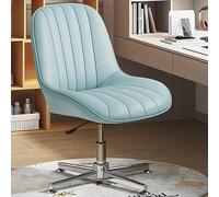 ZYSKABQ Chaise de Bureau Ergonomique Bleue sans accoudoirs, avec Rembourrage en Cuir PU, Chaise de Travail pivotante pour la Maison et Le Bureau, Conception à Jambes croisées Octopus Feet