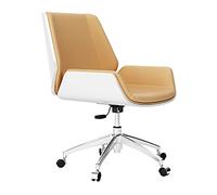 ZYSKABQ Chaise de Bureau Ergonomique pivotante avec accoudoirs et roulettes à Hauteur réglable, Chaise de Travail en Cuir Jaune avec Pieds en Alliage d'aluminium Octopus Feet