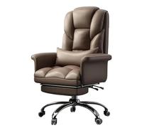 ZYSKABQ Fauteuil de Direction Moderne avec Repose-Pieds pivotant en Cuir PU, Chaise de Patron Ergonomique, Hauteur réglable et Rotation à 360°, Assemblage Facile, Blanc cassé Octopus Feet