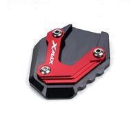 ZYSM Extension De Béquille Latérale De Moto CNC, Plaque D'agrandissement pour XMAX300 Xmax 125 250 300 400 2017-2026 Béquille Antidérapant Base(Rouge)