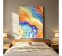 ZYSMDM Tableau abstrait topographique arc-en-ciel sur toile, impression aquarelle multicolore, affiche décorative pour la maison (70 x 100 cm/sans cadre)