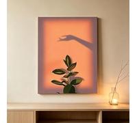 ZYSMDM Tableau vertical sur toile avec ombre de main représentant une plante d'intérieur, affiche minimaliste à dégradé botanique, décoration intérieure (30 x 40 cm, sans cadre)