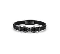 Zysta Bracelet en cuir pour homme avec signe de l'infini - Tressé - En cuir véritable - Avec fermeture magnétique - Cadeau pour homme