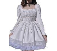 ZYSWCHB Robe Lolita for femme - Robe Lolita princesse blanche à manches bouffantes Sweet Beauty Jupe française en dentelle (Color : White, Size : L)