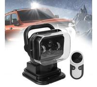 ZYT-DHRUCB Projecteur LED Haute luminosité/projecteur de Recherche pour Voiture avec télécommande sans Fil, Rotation à 360° 12/24 V, pour véhicules et navires,Black