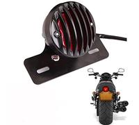 ZYTC Feu arrière de moto rond LED avec support de plaque d'immatriculation 12 V pour H-arley S-uzuki Y-amaha H-onda